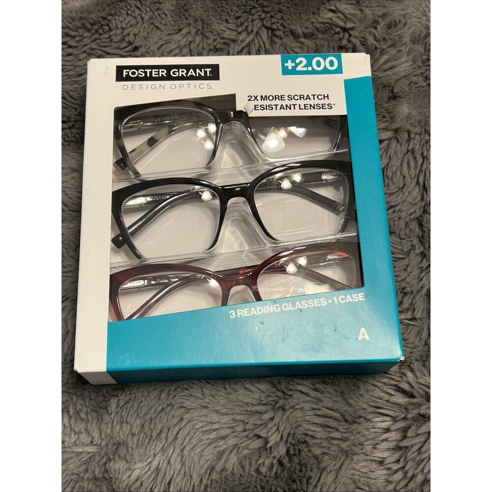 Design Optics by Foster Grant,+2.00 A, Reading Glass 3 pack